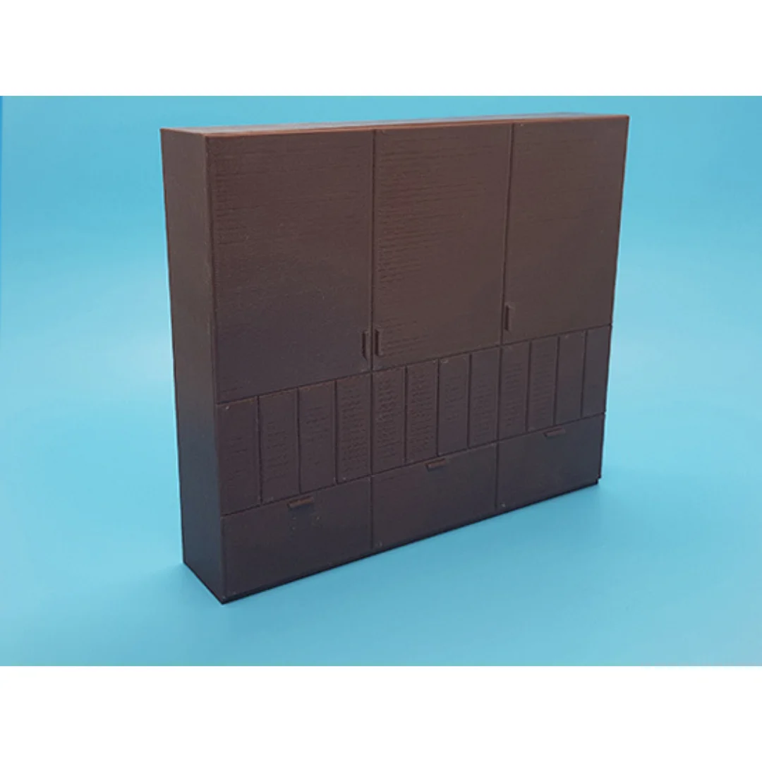 Modern miniature wardrobe at 1:20 scale.