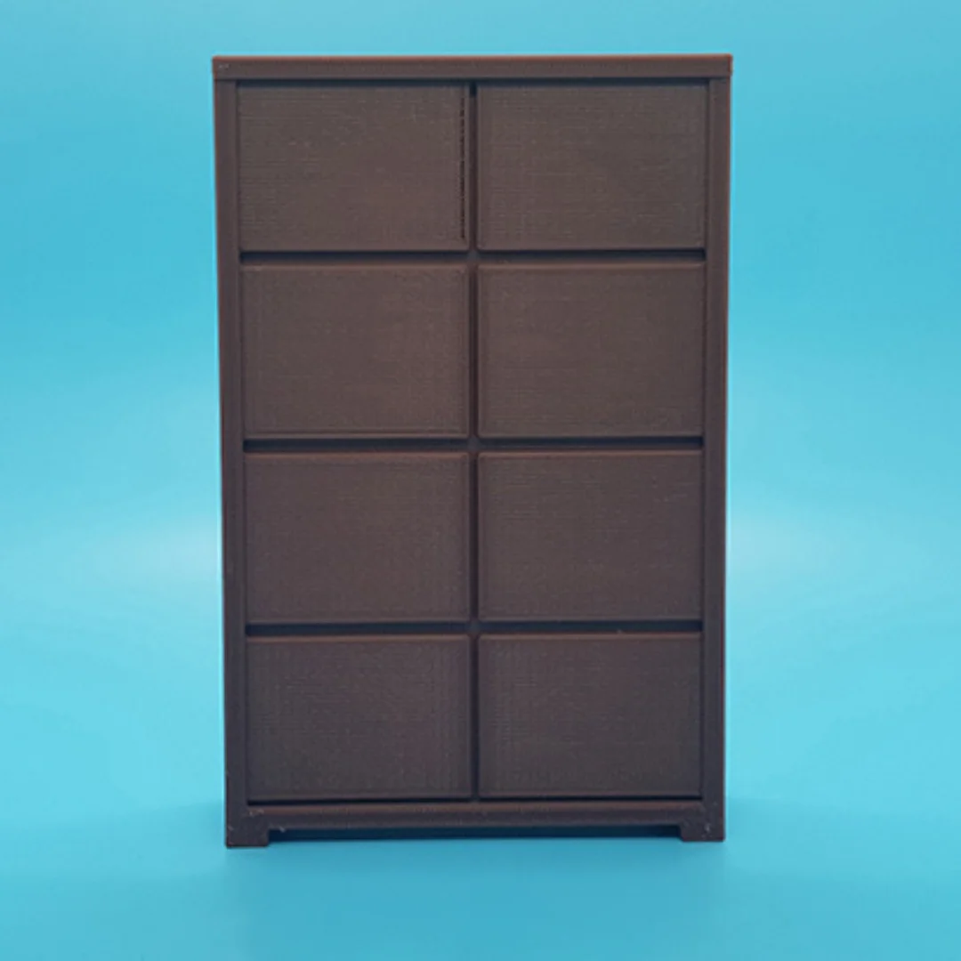 Front view of the Elegant-3 miniature cabinet at 1:20 scale, showing its panelled front and frame.