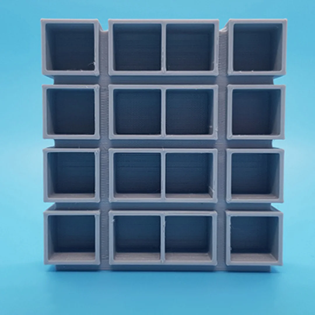 Cubic Large Shelves miniature at 1:20 scale, shown from the front.