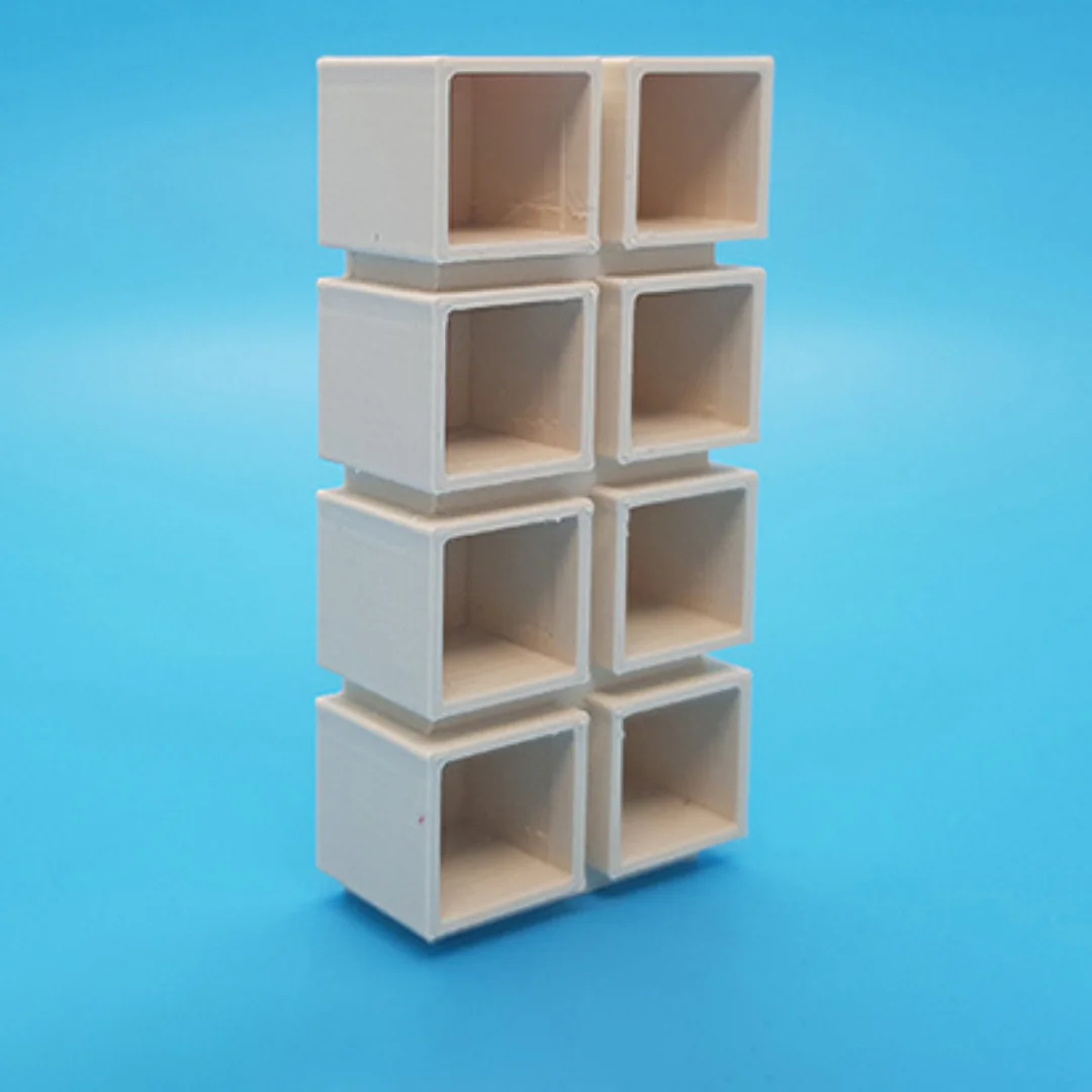 Cubic Small Shelves miniature at 1:20 scale, shown at an angle.