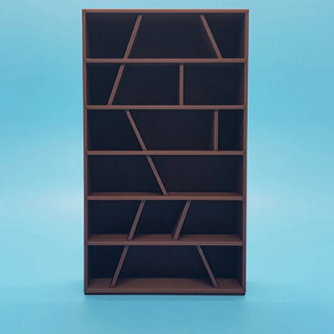 Random Shelves miniature at 1:20 scale, shown from the front.