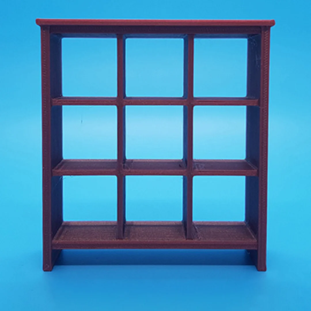 Tomnes Small Shelves miniature at 1:20 scale, shown from the front.