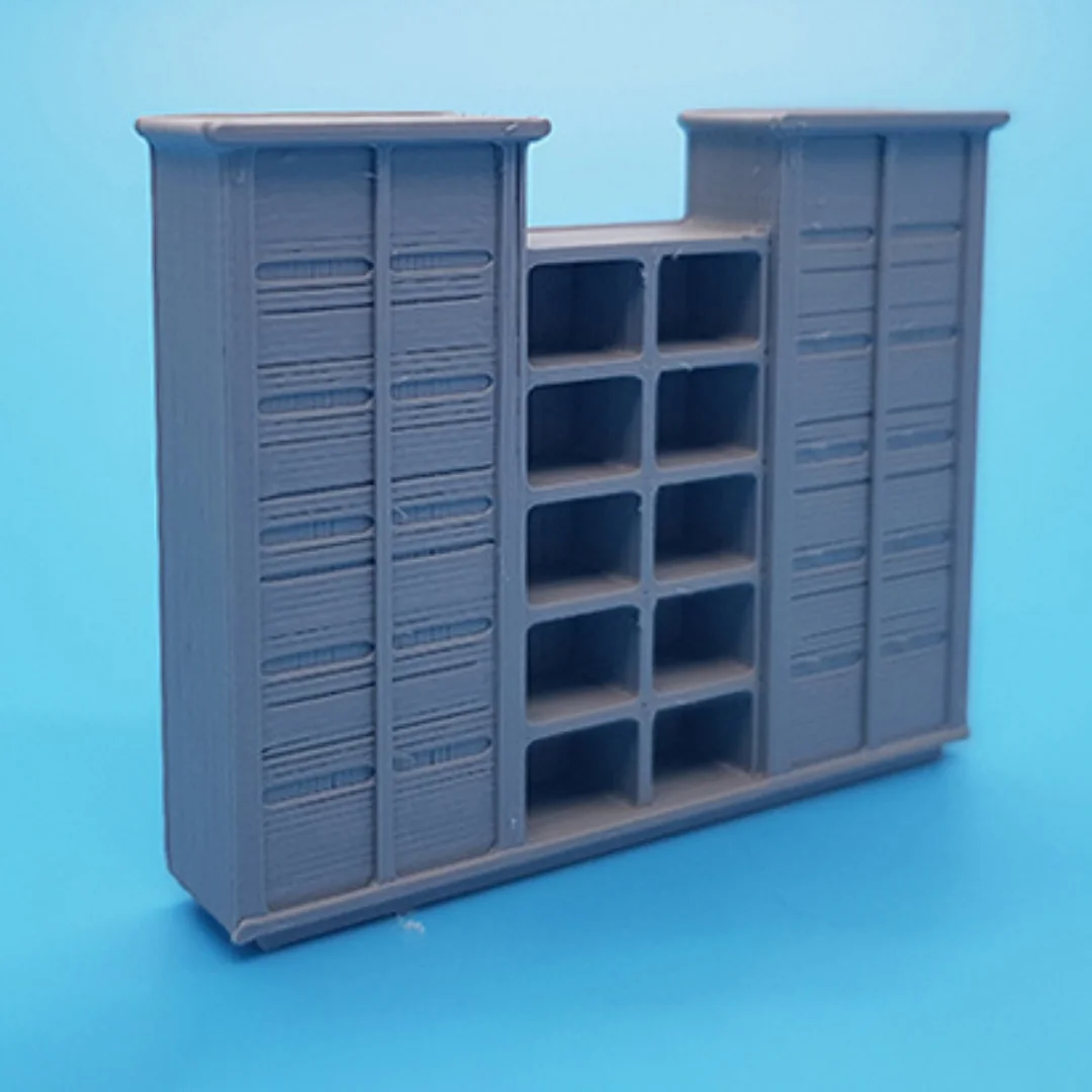 Jullia Medium Cabinet miniature model showing its shelving and cabinet design at 1:50 scale.