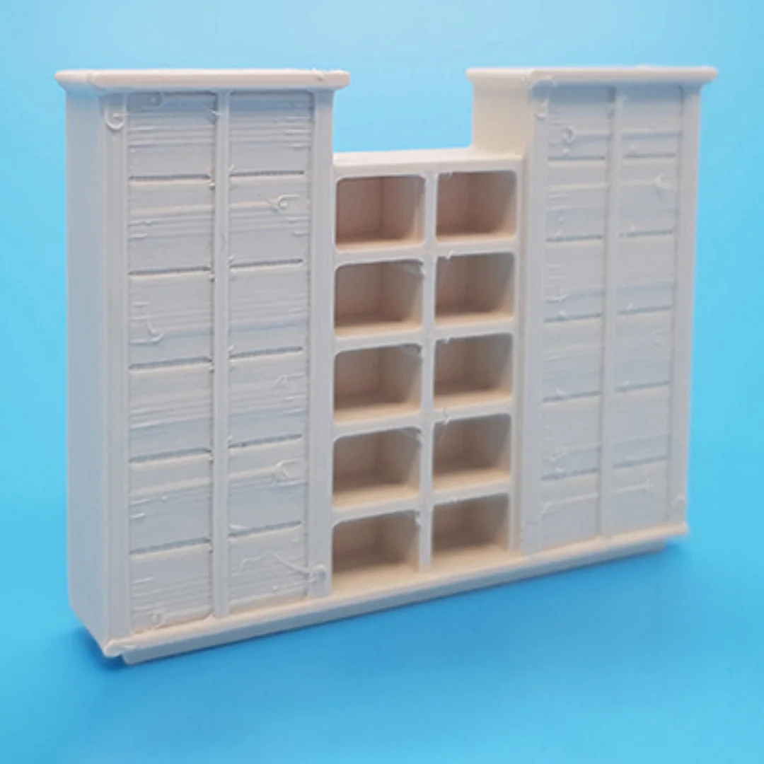 Jullia Medium Cabinet miniature model showing its shelving and cabinet design at 1:50 scale.