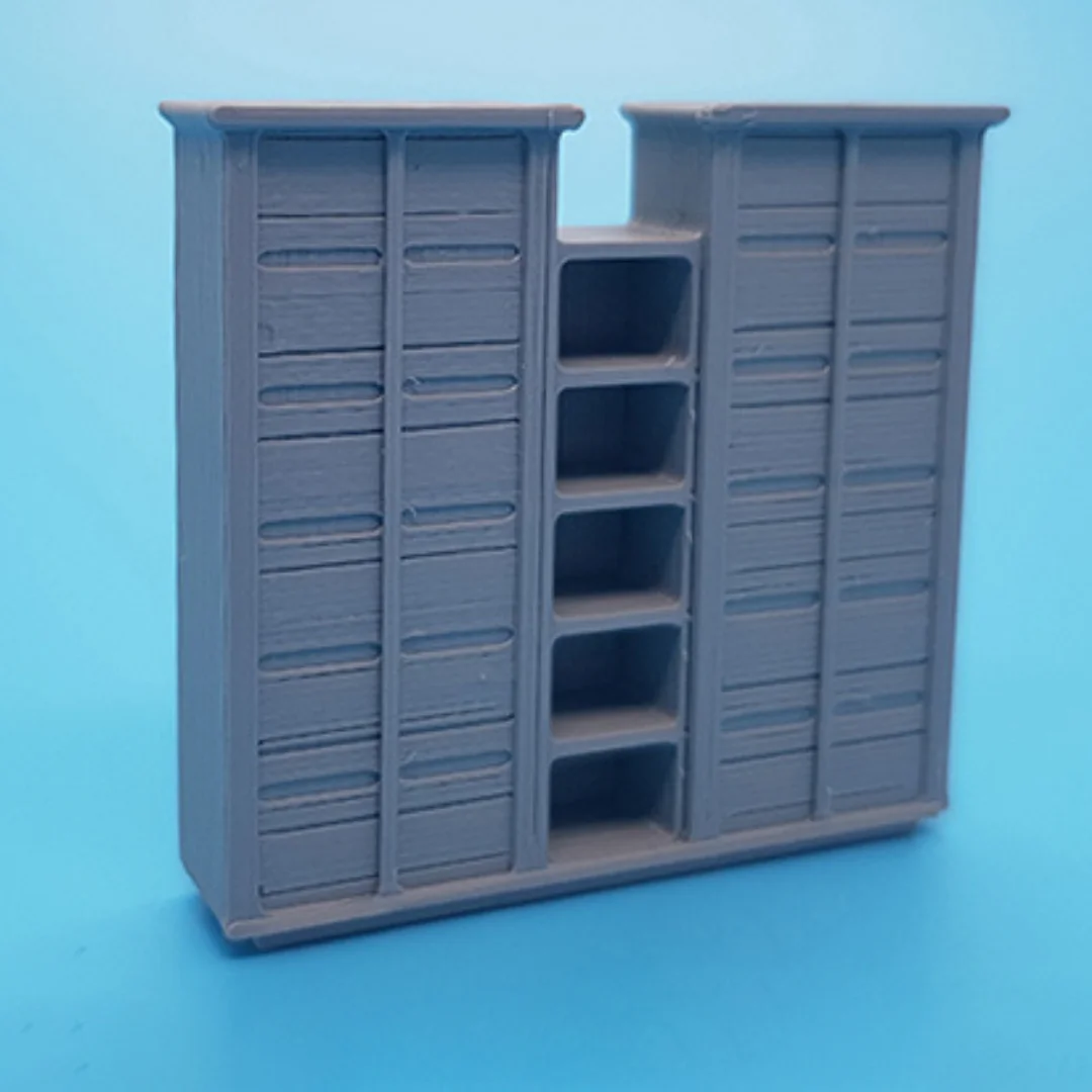 Jullia Small Cabinet miniature model showing its shelving and cabinet design at 1:50 scale.