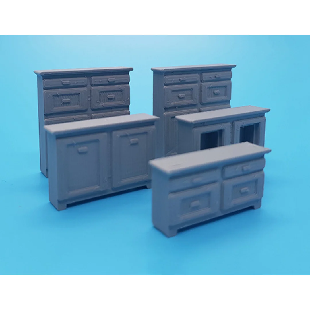 King Cabinets miniature models displayed together at 1:50 scale.