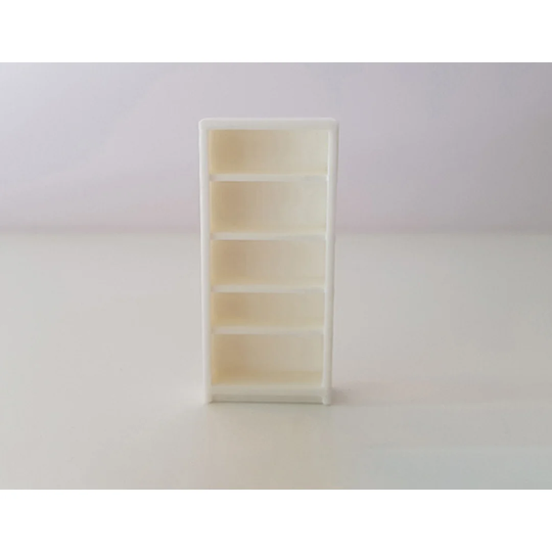 Small Bookshelf miniature model showing its shelving and cabinet design at 1:50 scale.