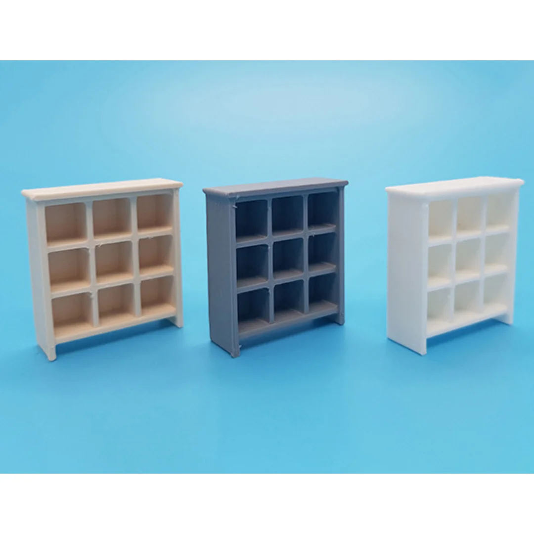 Tomnes Small Shelves miniature models displayed together at 1:50 scale.