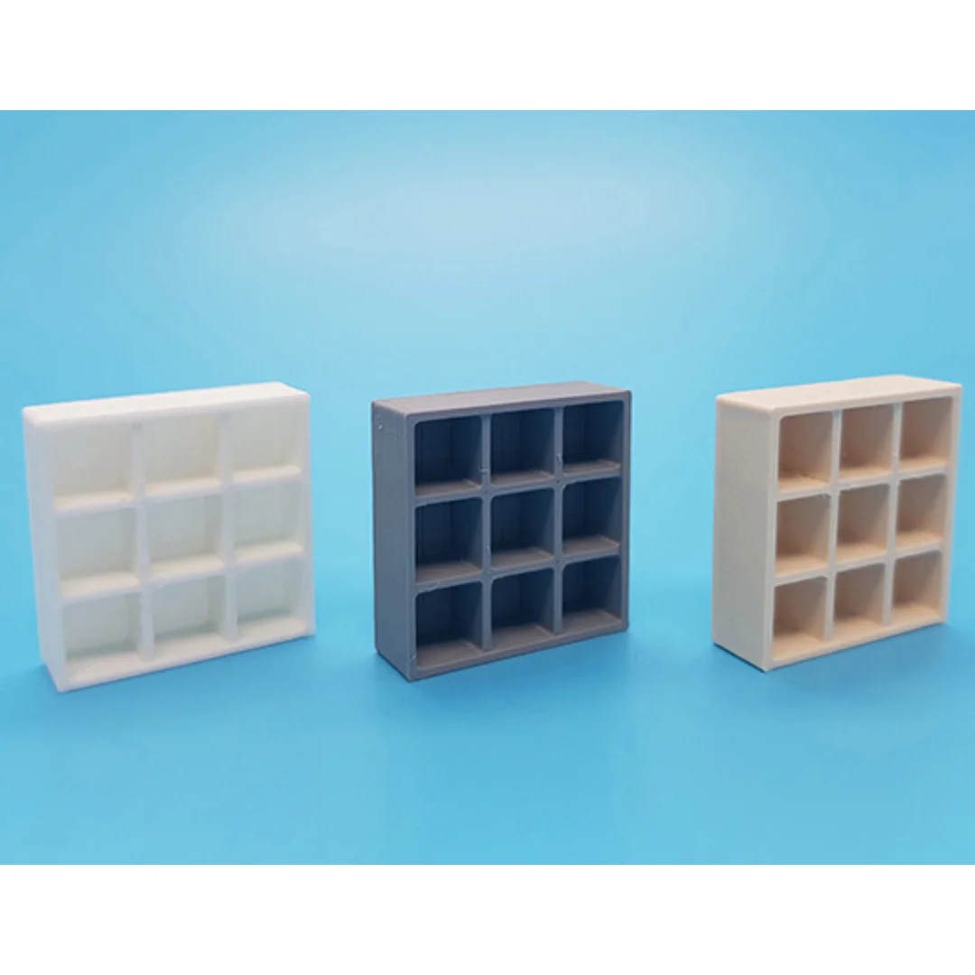 YOI Shelves miniature models displayed together at 1:50 scale.