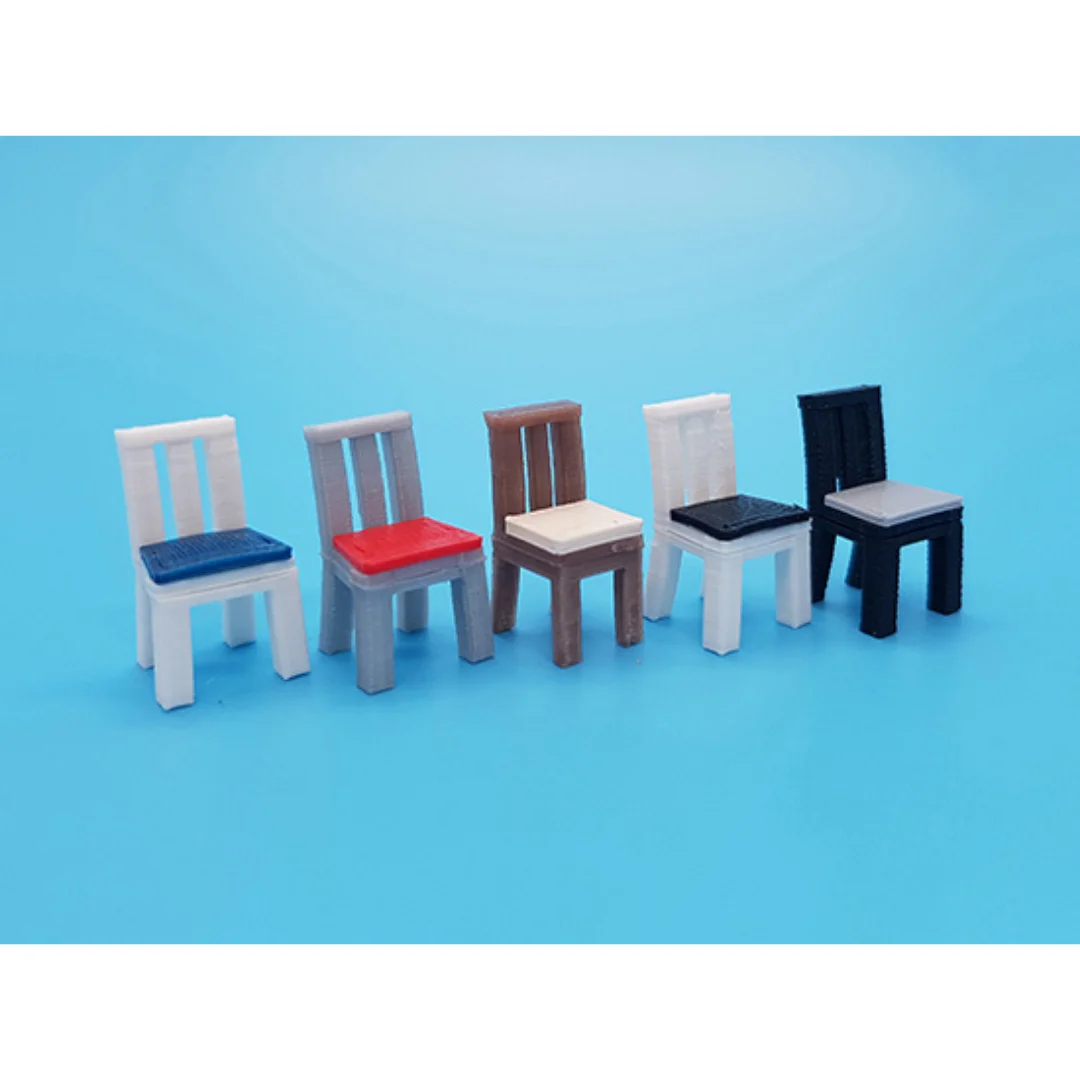 Vertical Ladderback Chair miniature models displayed together at 1:50 scale.