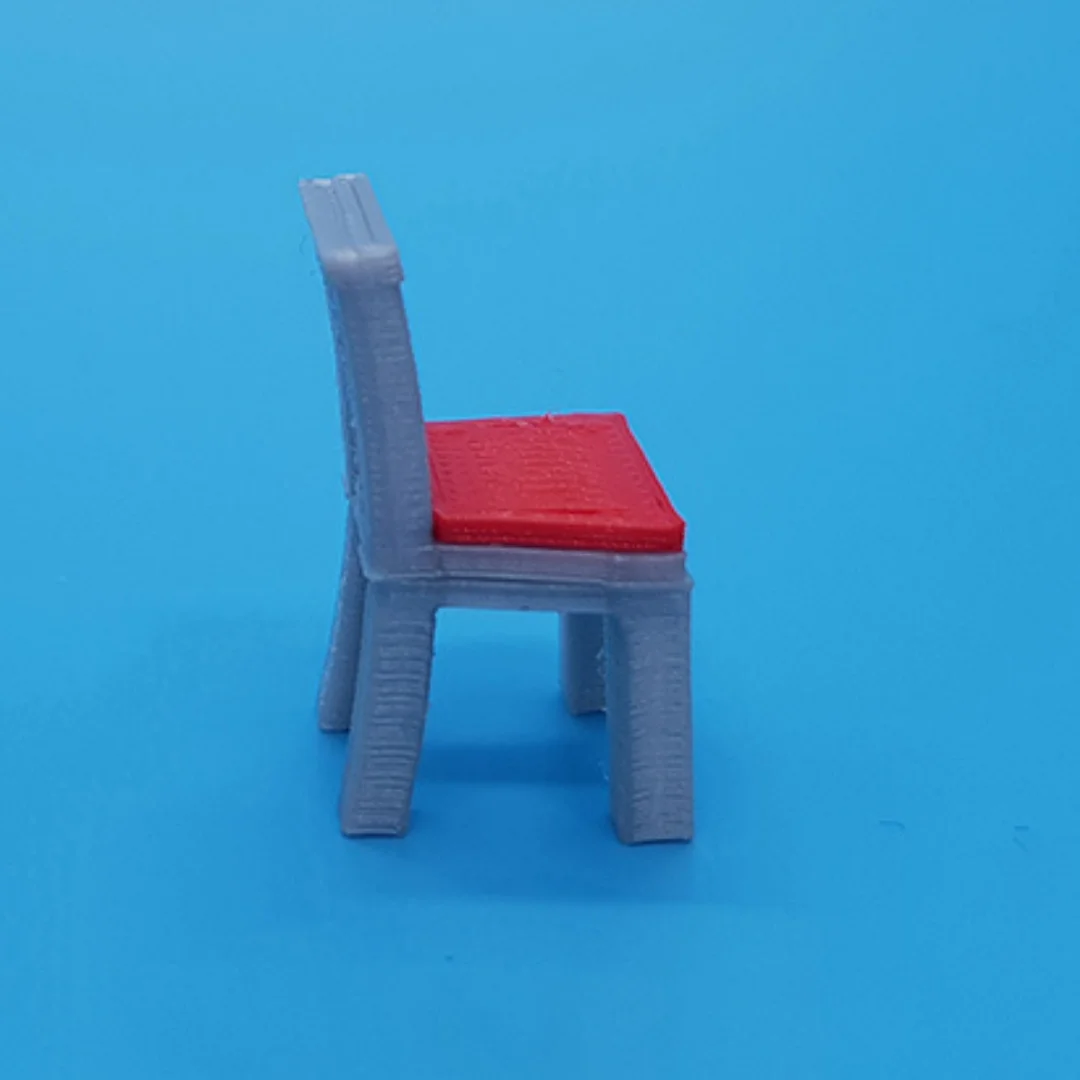 Vertical Ladderback Chair miniature model from the side at 1:50 scale.