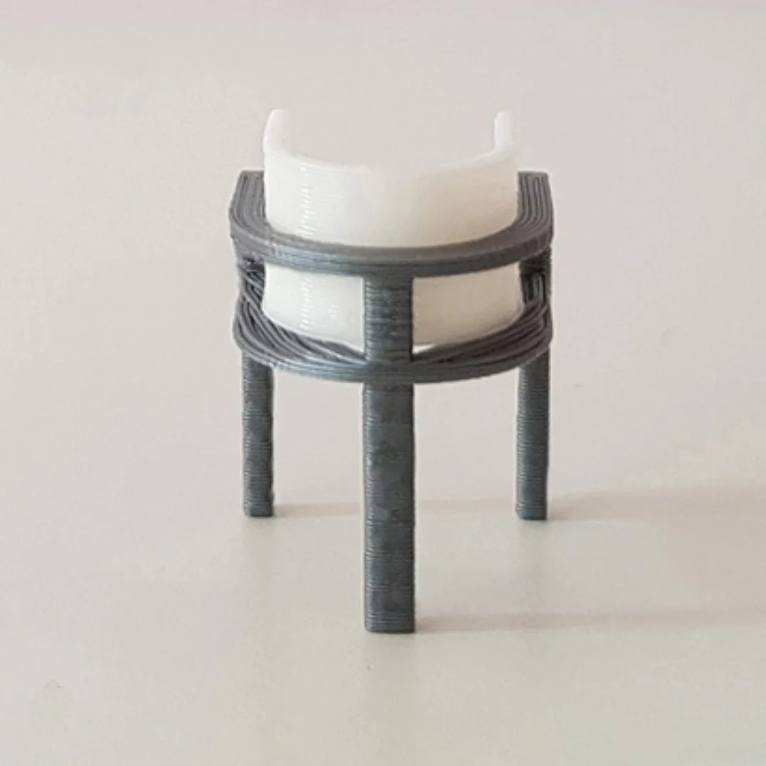 Reception Chair miniature model viewed from the back at 1:50 scale.