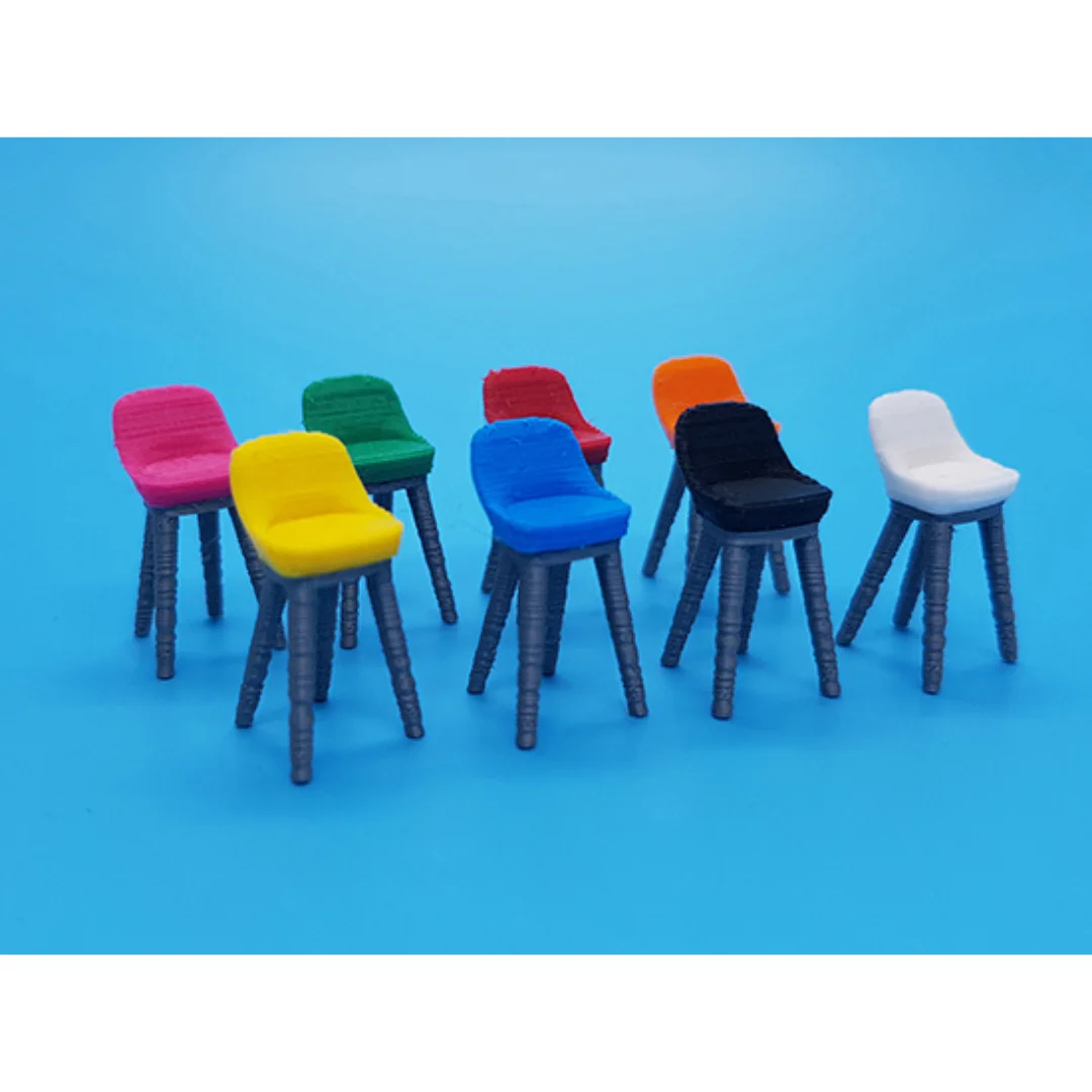 Low Back Legged Stool miniature models displayed together at 1:50 scale.