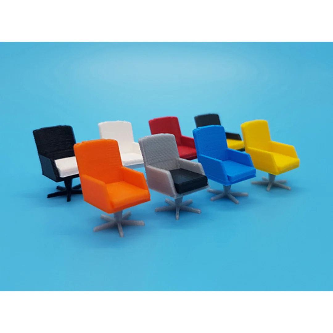 Executive Panel Arms Chair miniature models displayed together at 1:50 scale.