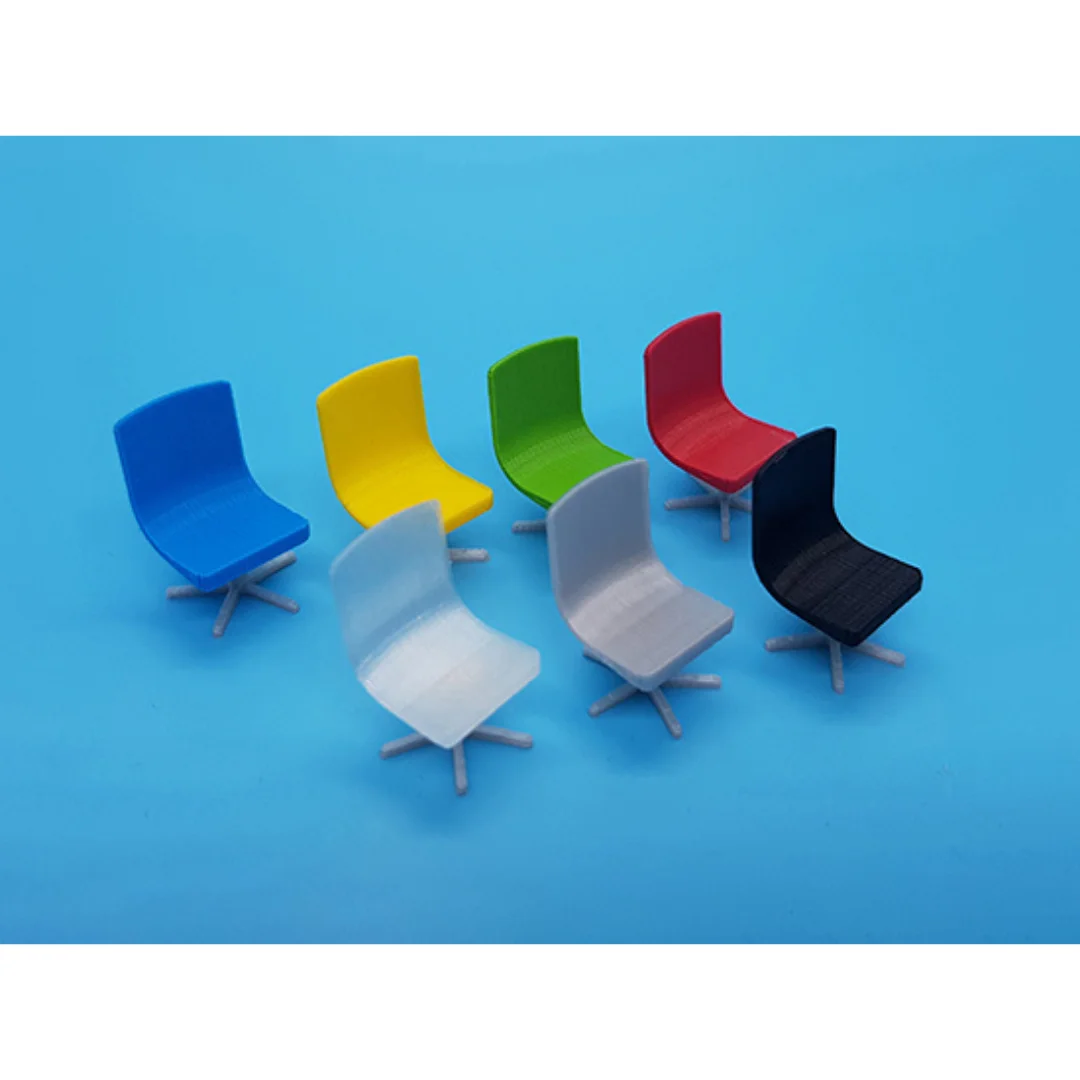 Designer Chair miniature models displayed together at 1:50 scale.