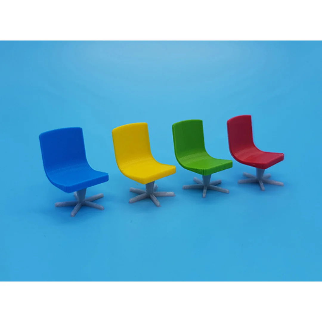 Designer Chair miniature models displayed together at 1:50 scale.