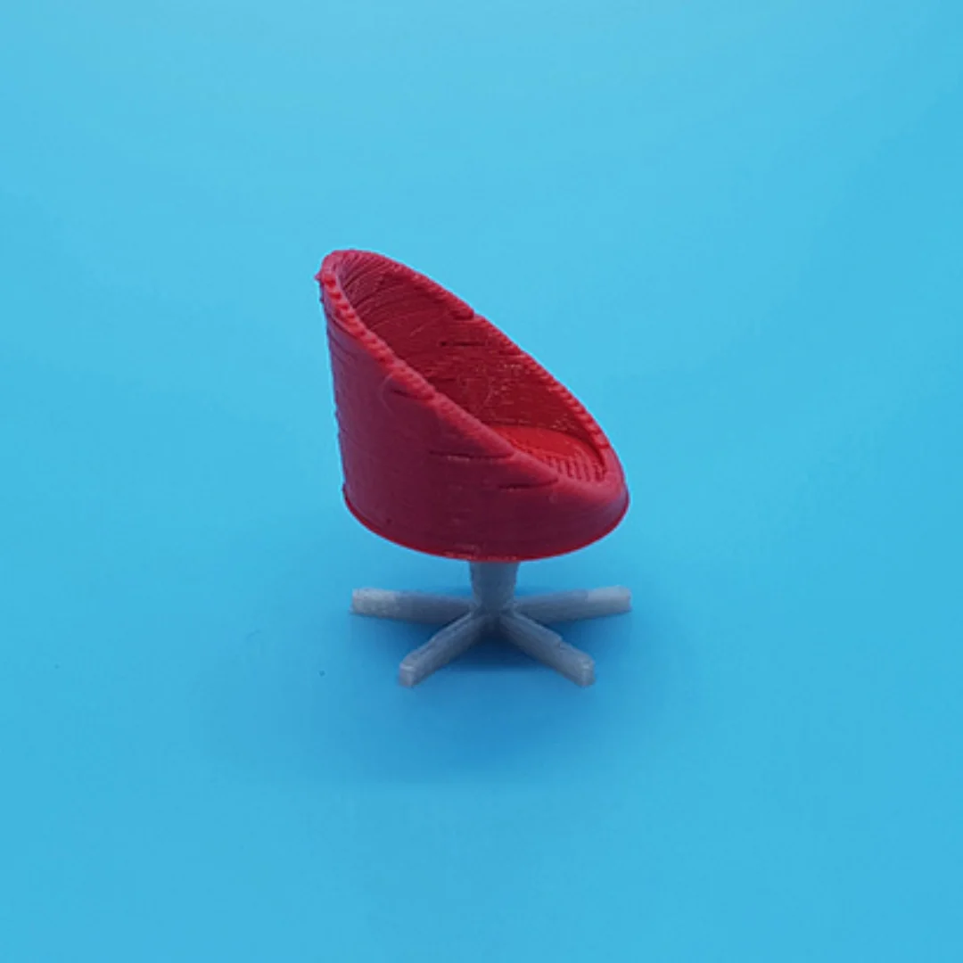Texture Lounge Chair miniature model viewed from the side at 1:50 scale.
