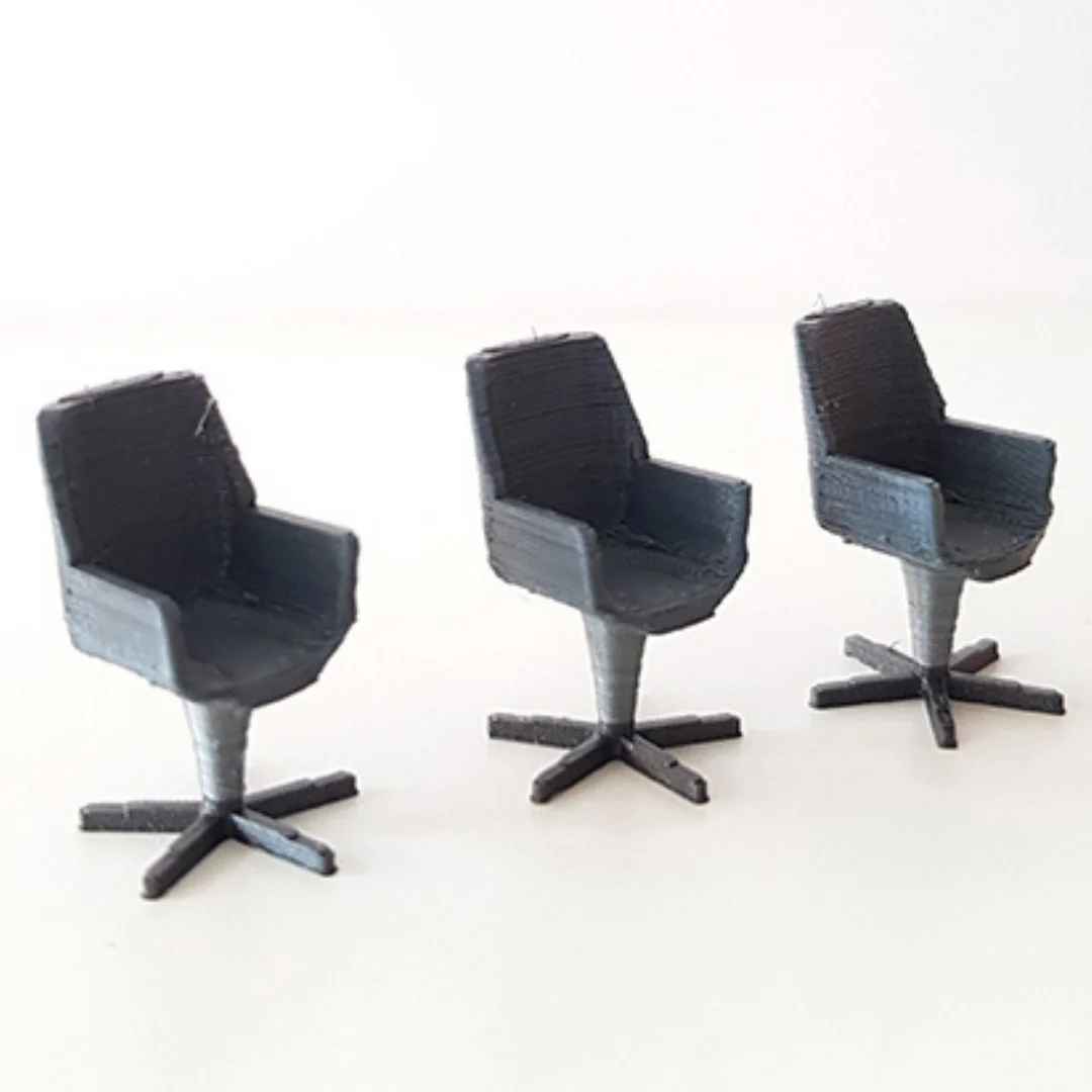 Visitor Chair miniature models displayed together at 1:50 scale.