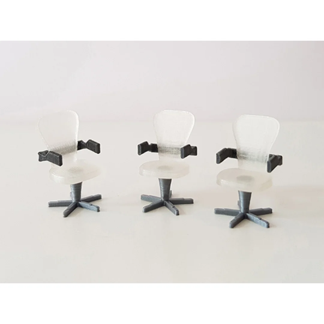 Computer Rounded Back Chair miniature models displayed together at 1:50 scale.