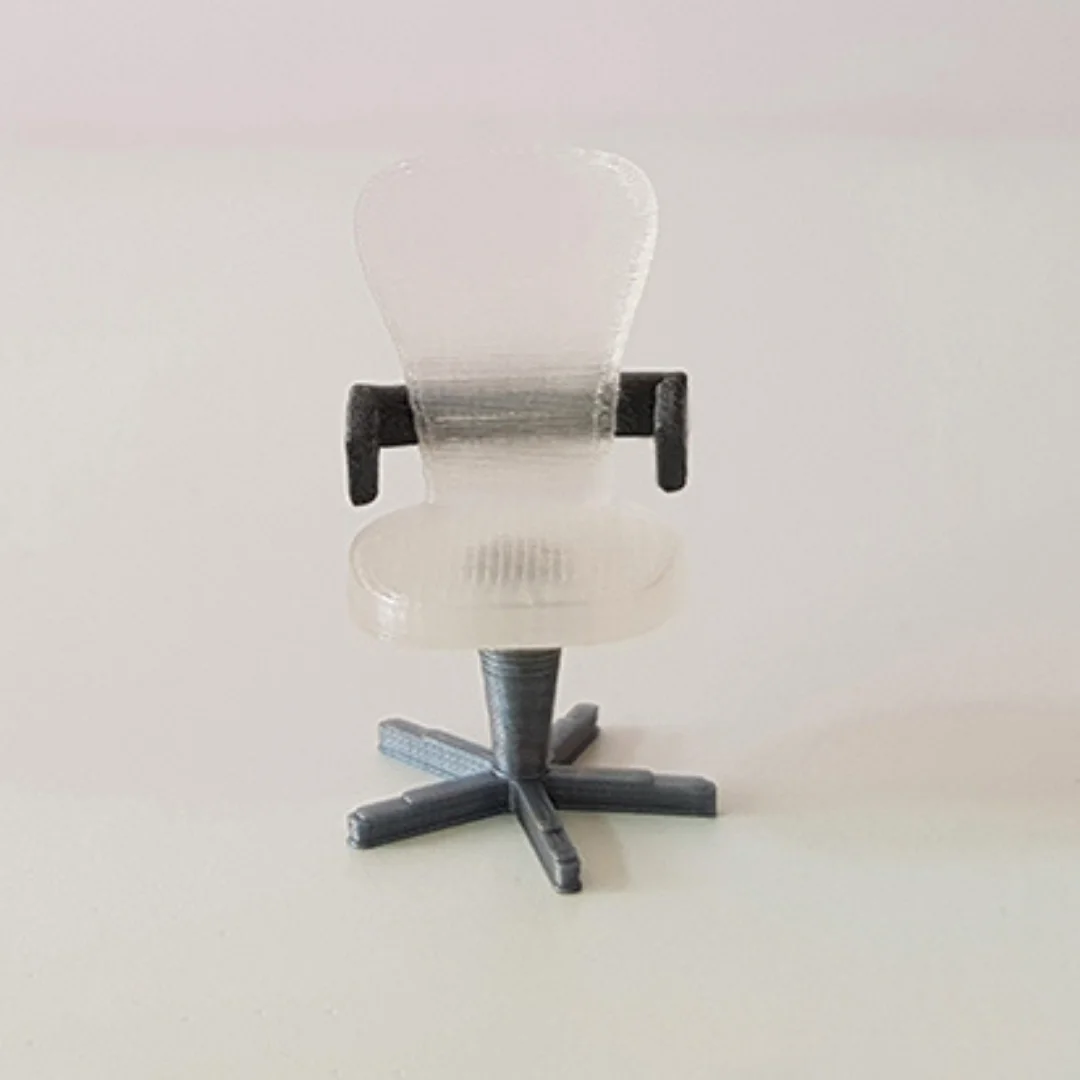 Computer Rounded Back Chair miniature model at 1:50 scale.