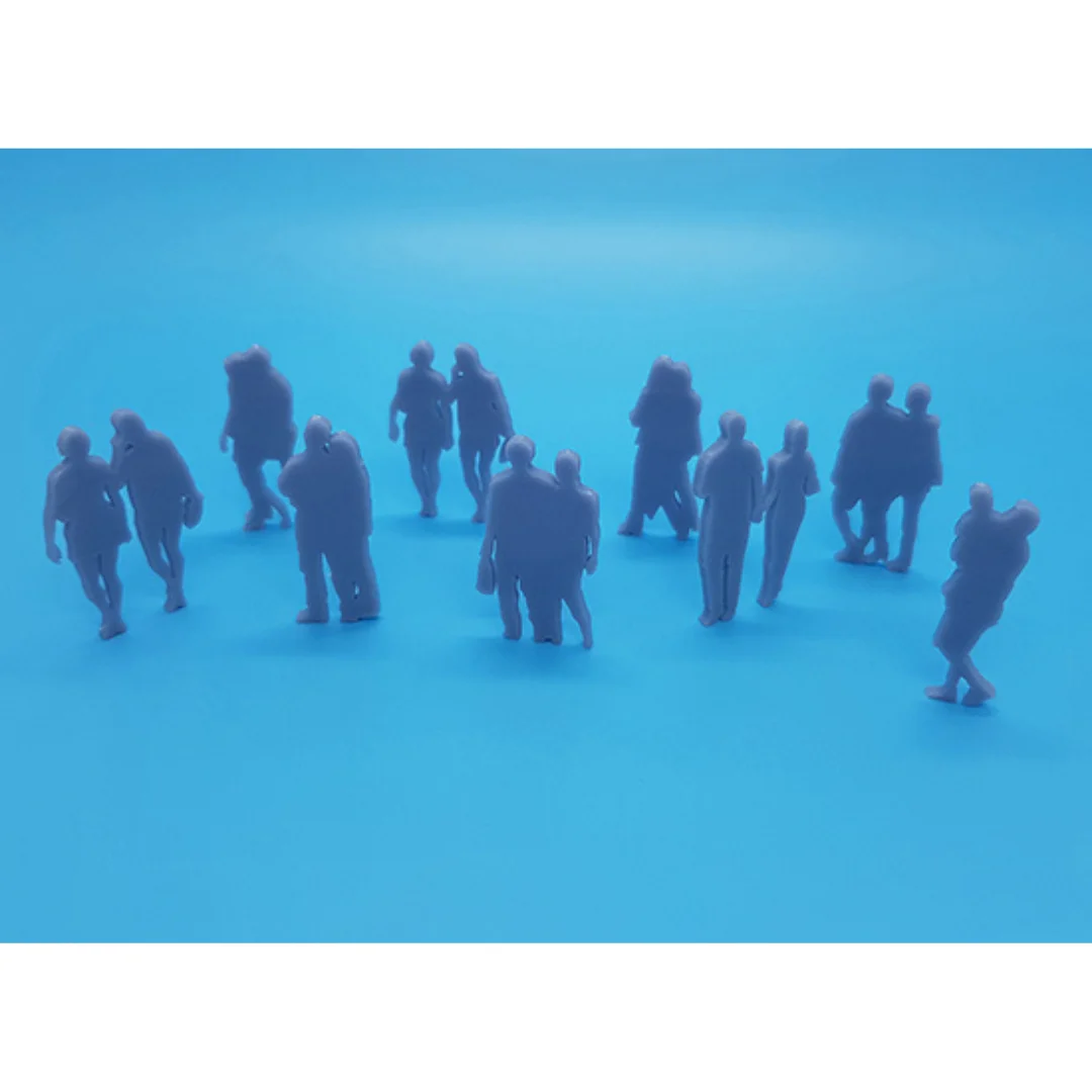 Weekend-1 miniature human silhouette figures standing together for architectural models at 1:50 scale.