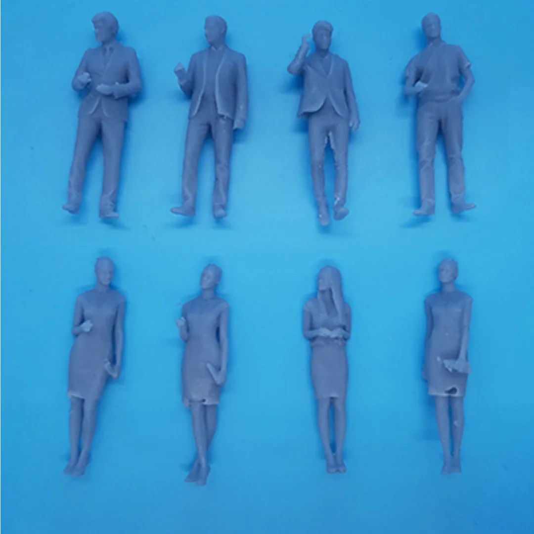 Business-2 miniature human figures laid flat for architectural models at 1:50 scale.