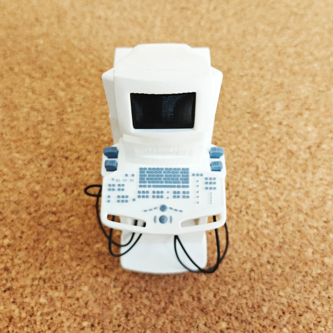 Ultrasound Machine miniature model viewed from above at 1:10 scale.