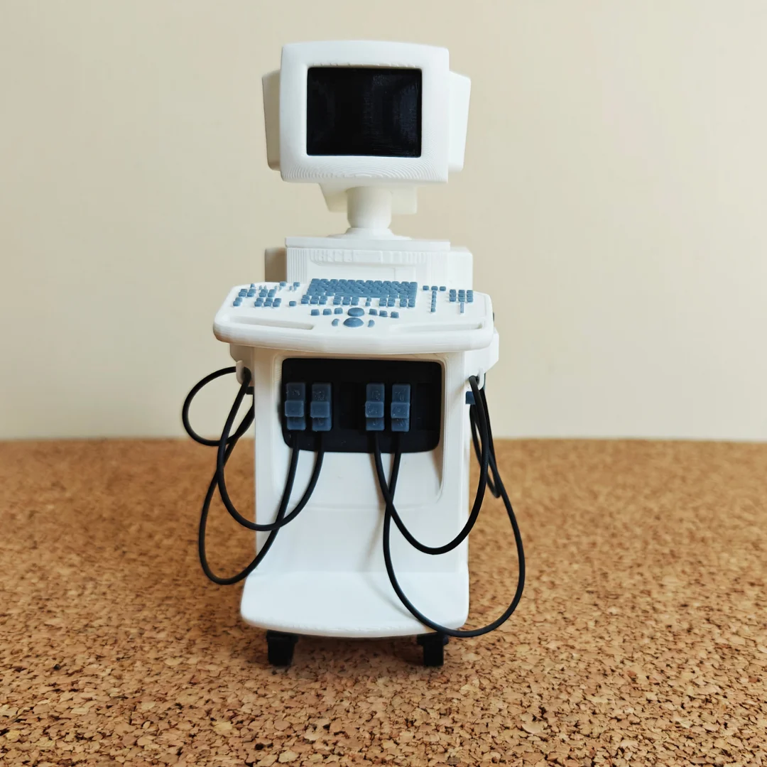 Ultrasound Machine miniature model viewed from the front at 1:10 scale.