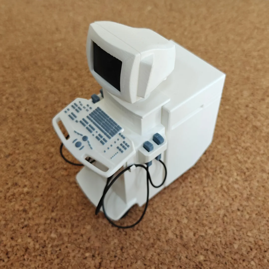 Ultrasound Machine miniature model viewed from above at 1:10 scale.