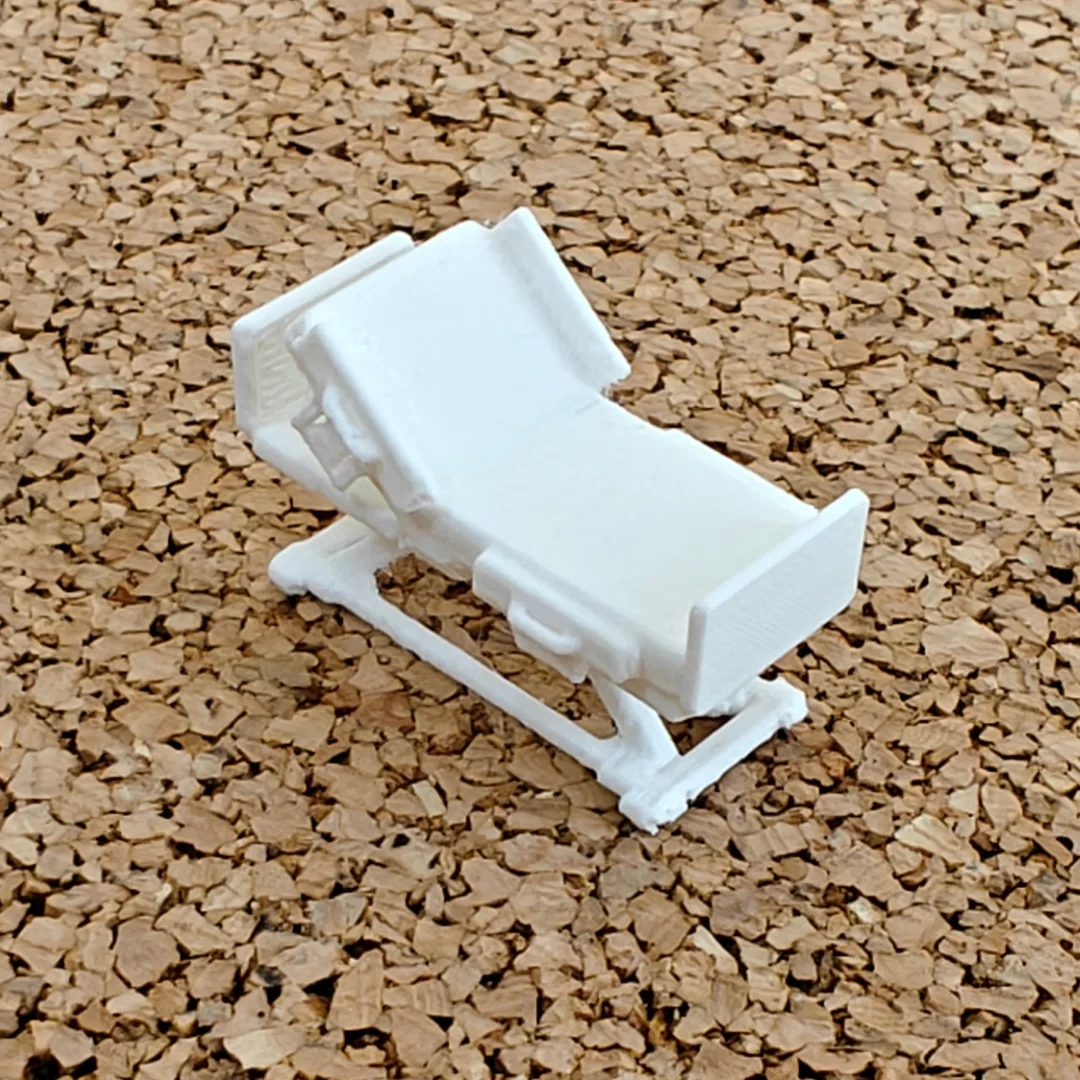 Advanced Hospital Bed miniature model viewed from above at 1:50 scale.