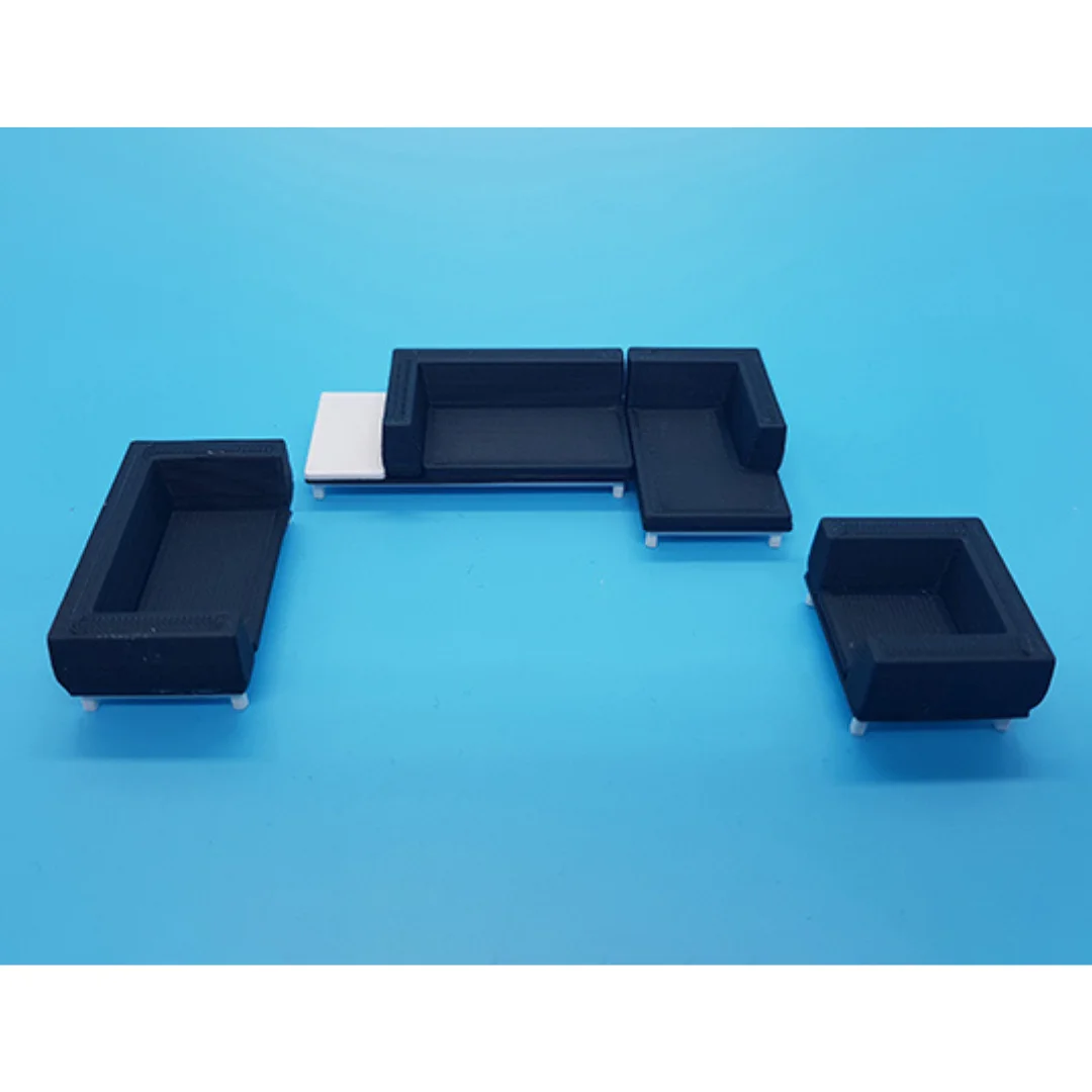 Gloria Sofa miniature models displayed together at 1:50 scale.