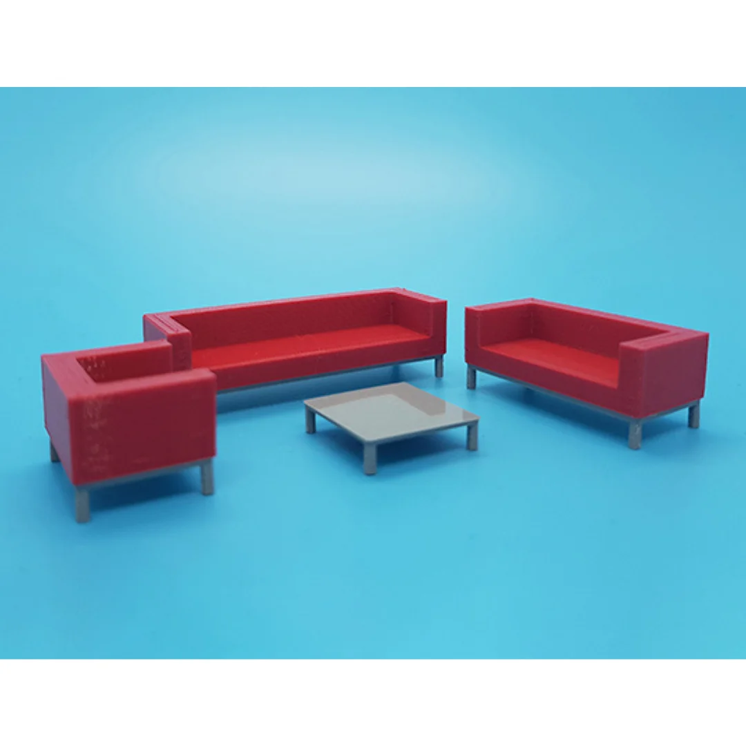 Fairuza Sofa miniature models displayed together at 1:50 scale.