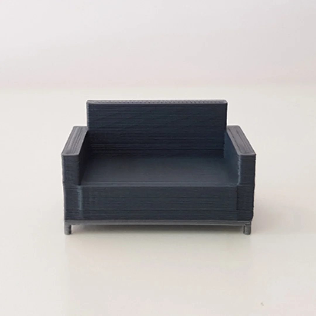Mid-Century Modern Sofa miniature model at 1:50 scale.