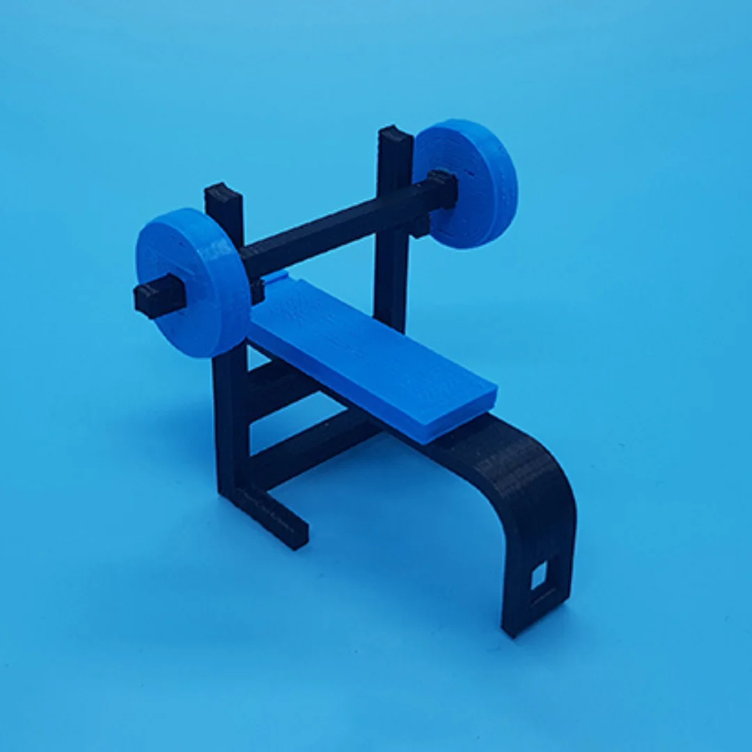 Bench Press miniature model at 1:50 scale.