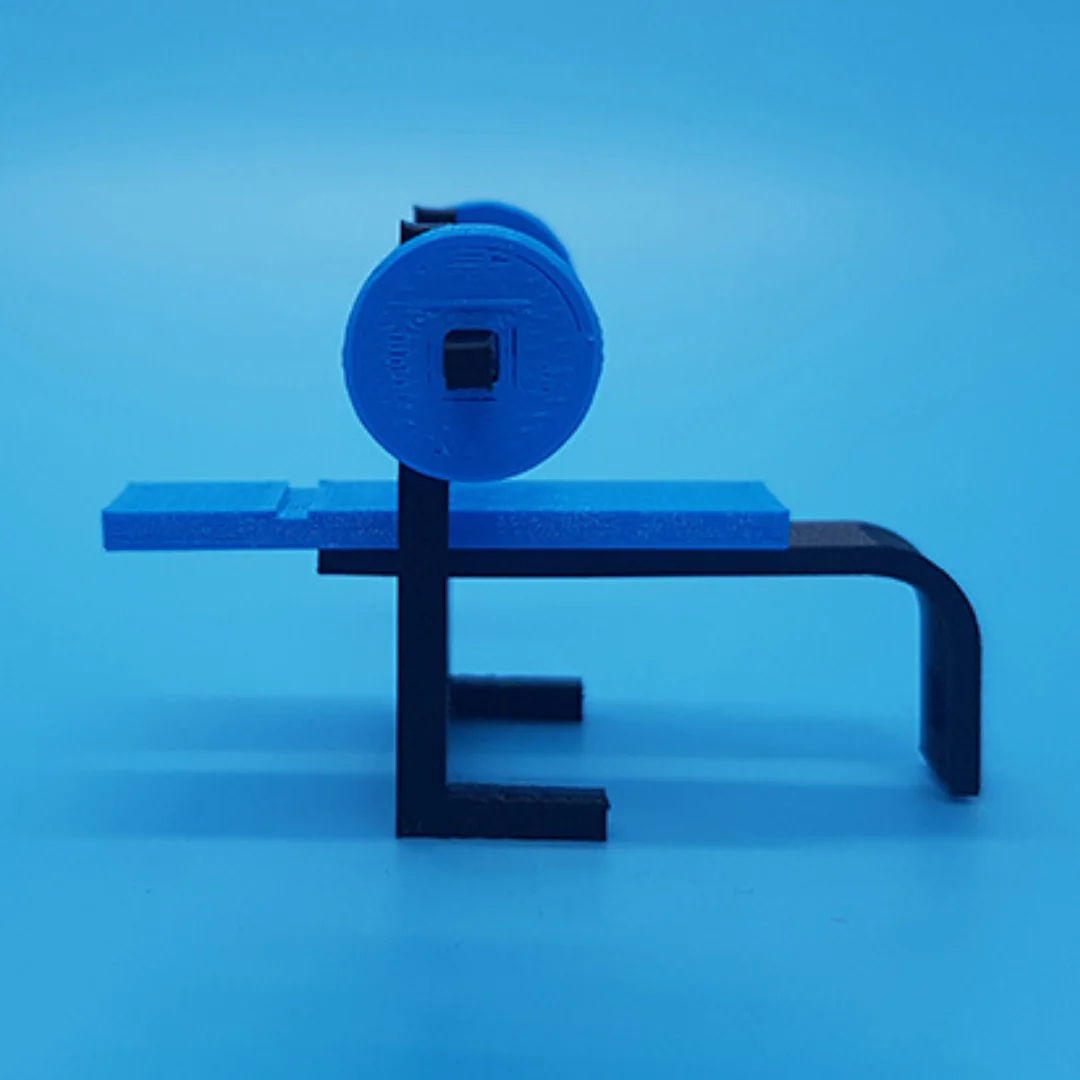 Bench Press miniature model viewed from the side at 1:50 scale.