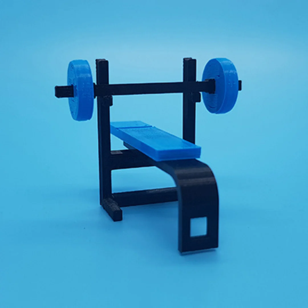 Bench Press miniature model at 1:50 scale.