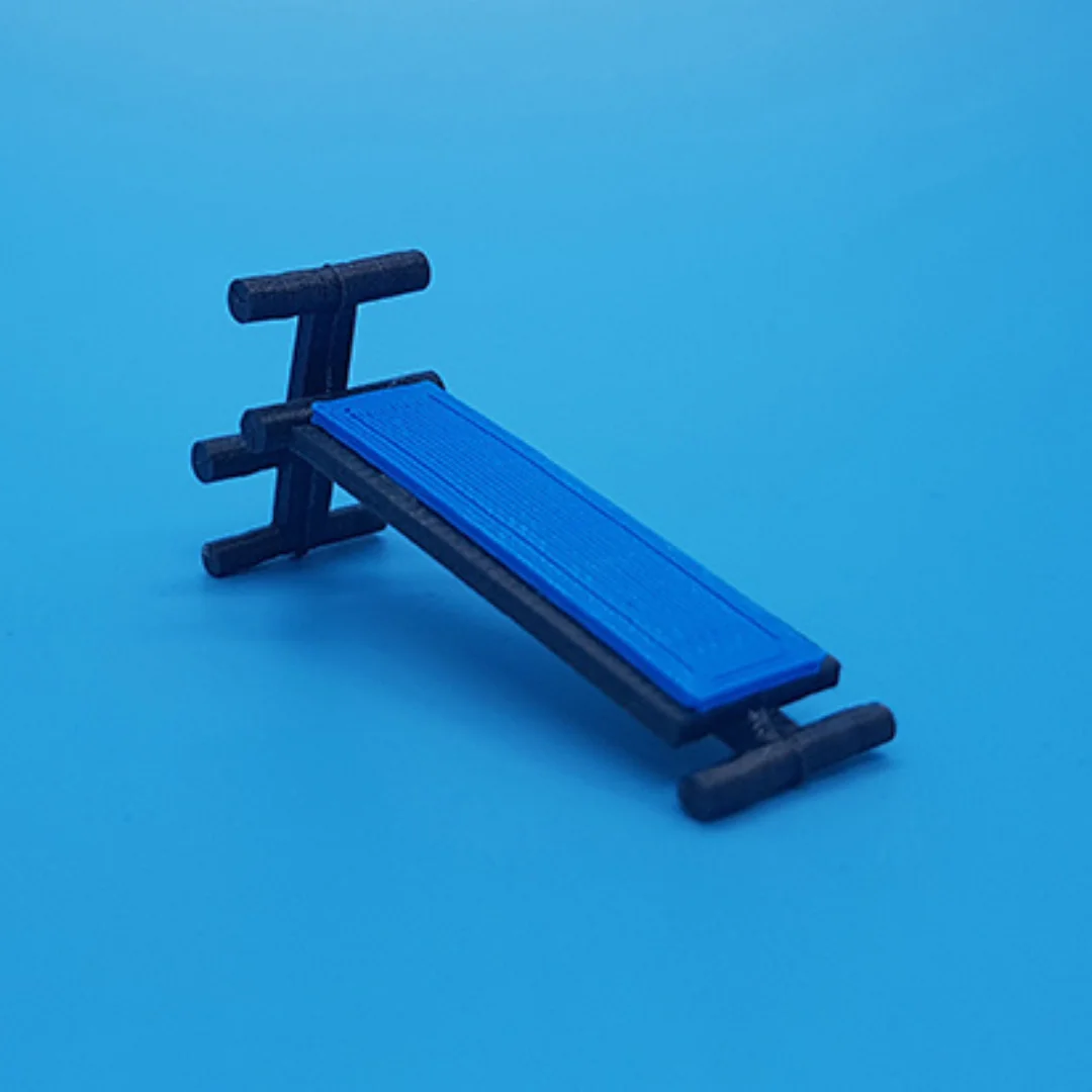 Exercise bench miniature model at 1:50 scale.