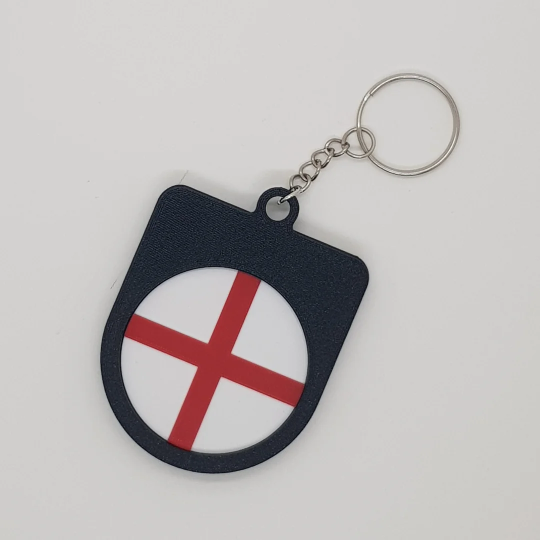Rear view of the England football keychain showing the national flag.