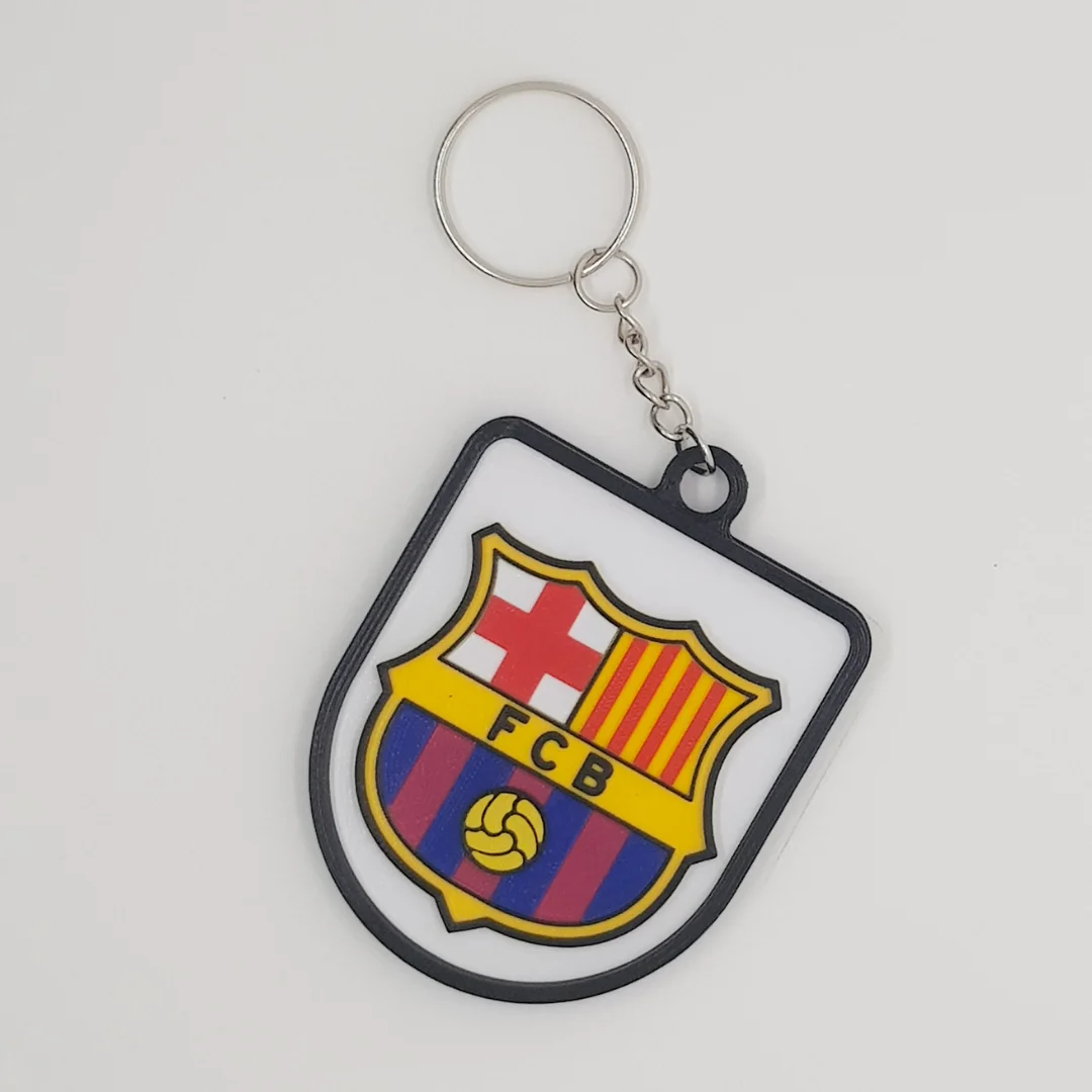 Front view of the FC Barcelona keychain showing the club crest.