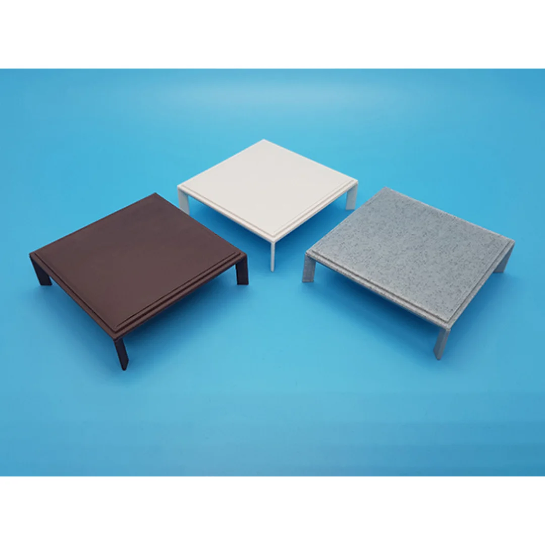 Aster Coffee Table Large miniature models displayed together at 1:20 scale.