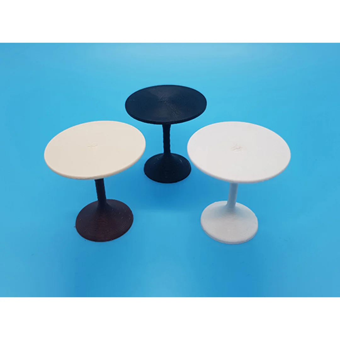 Rounded Dining Table miniature models displayed together at 1:20 scale.