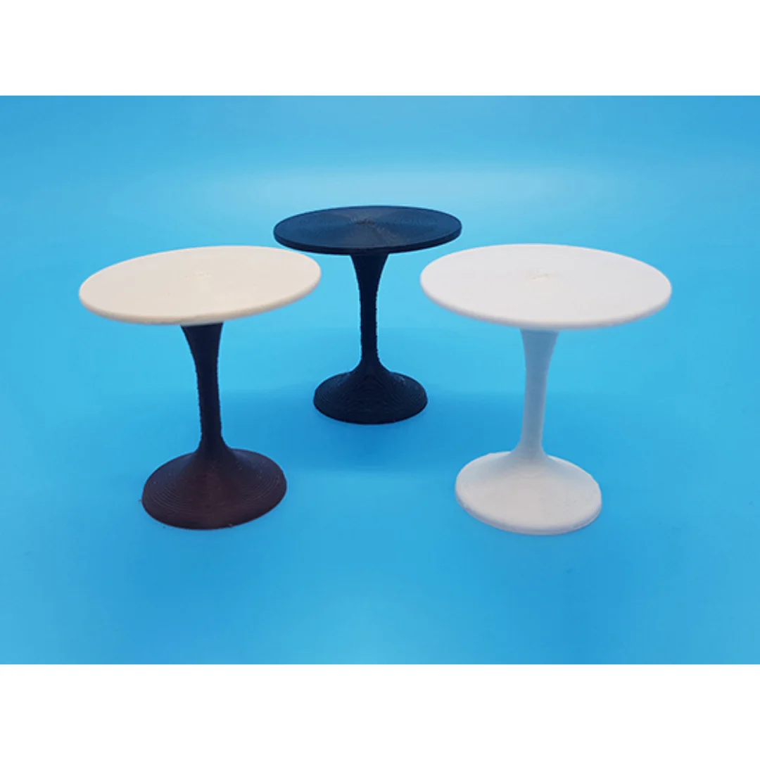 Rounded Dining Table miniature models displayed together at 1:20 scale.