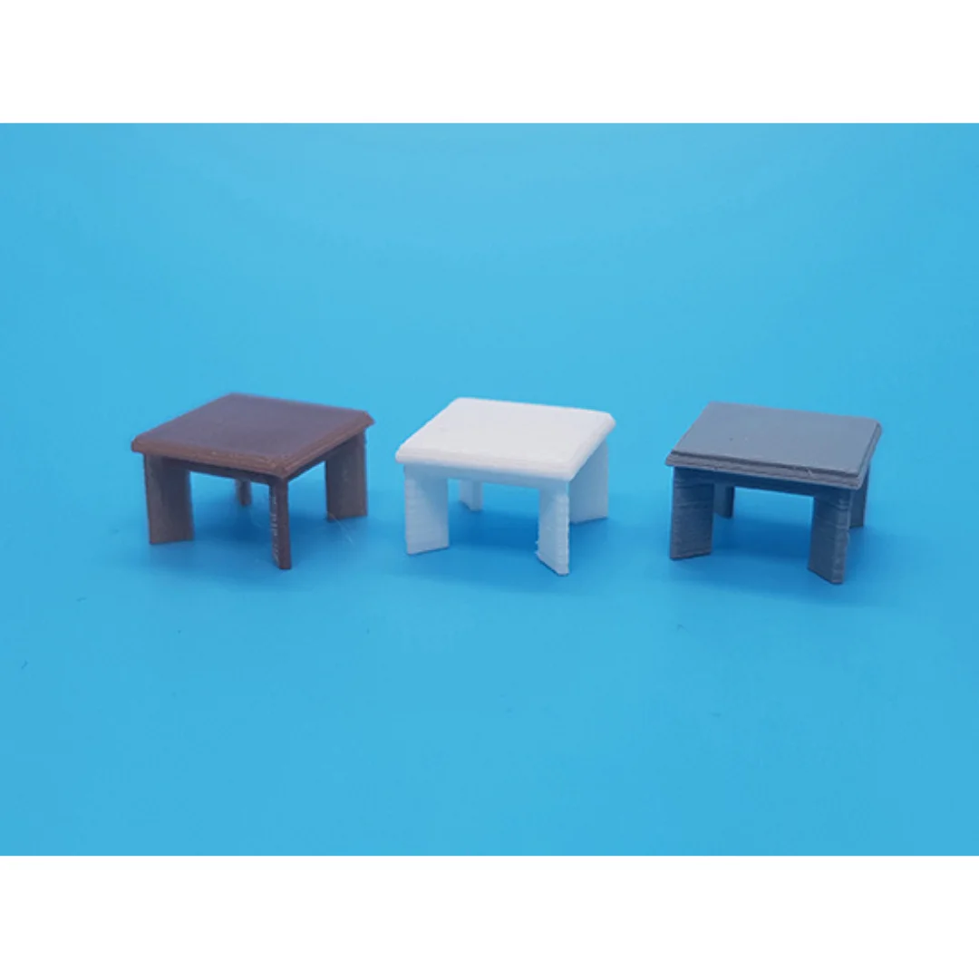 Aster Small Coffee Table miniature models at 1:50 scale shown together.
