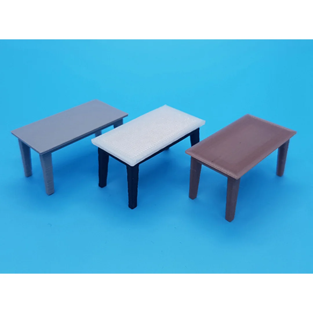 Classic Rectangular Dining Table miniature models at 1:50 scale shown together.