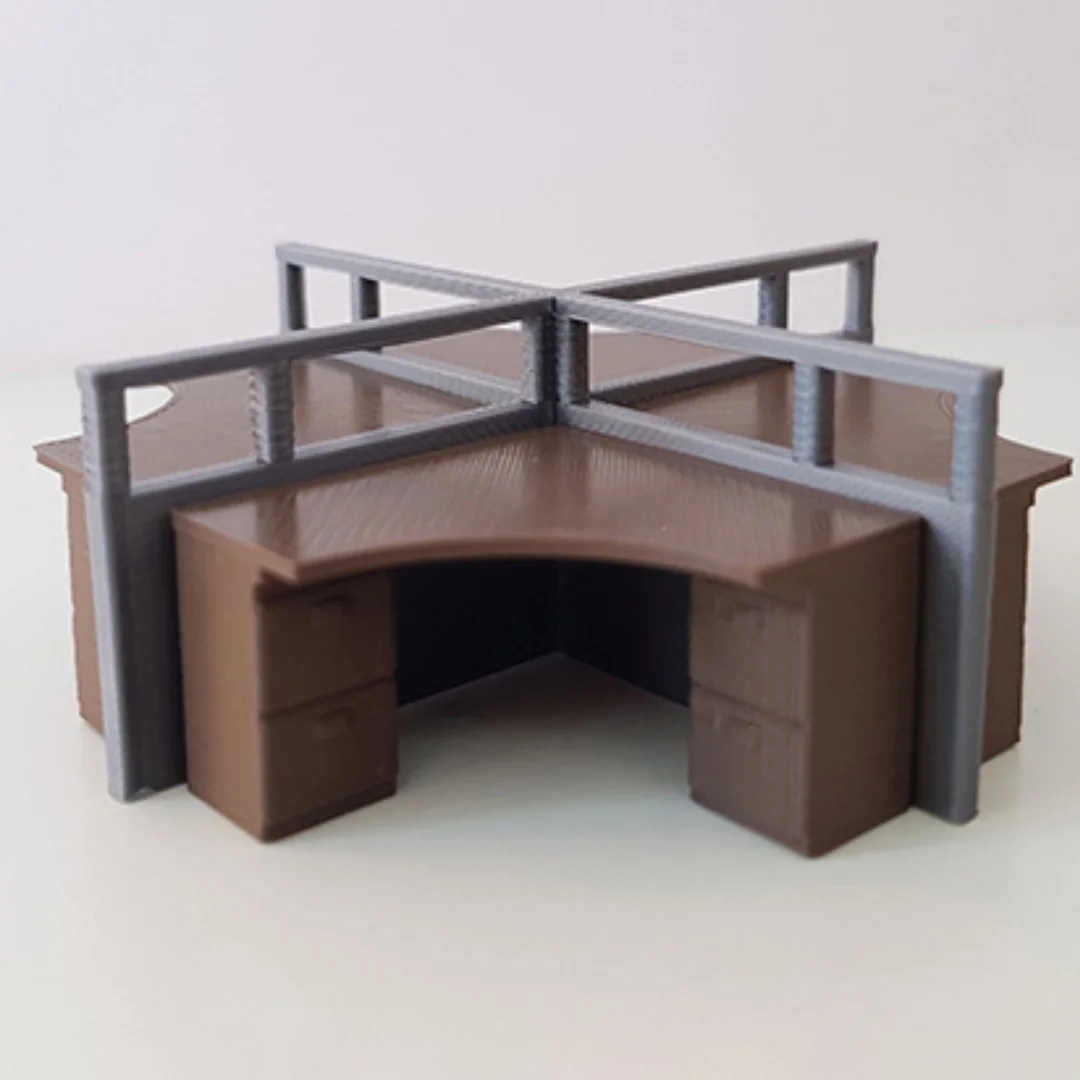Four-Desk Office Workstation miniature model at 1:50 scale.
