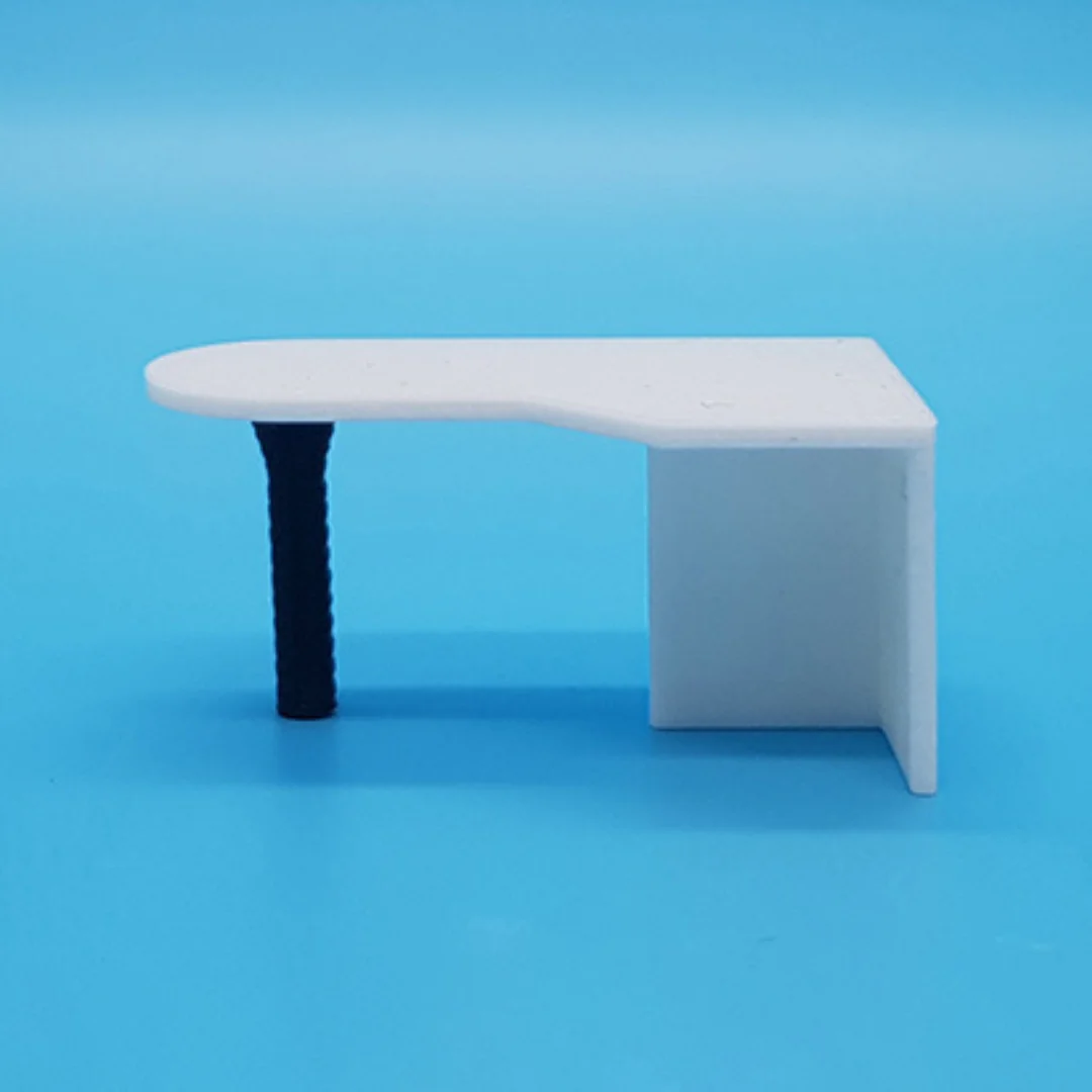 Rounded Office Desk miniature model at 1:50 scale.