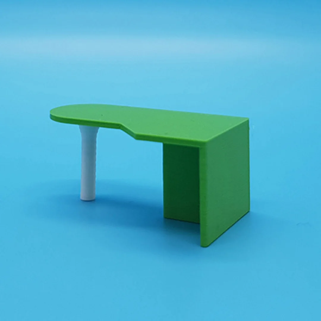 Rounded Office Desk miniature model at 1:50 scale.