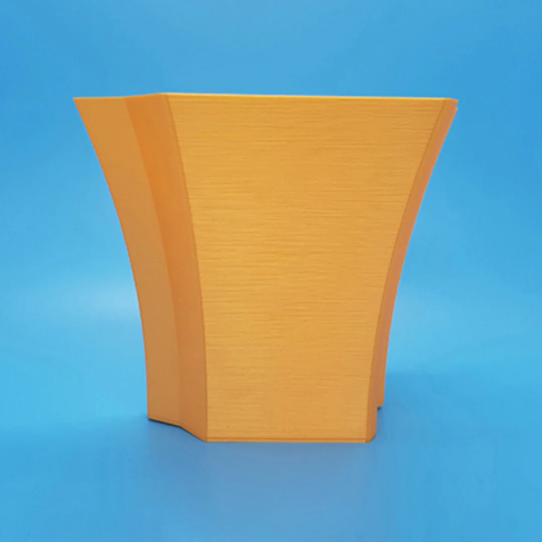 Side view of a tapered UAE map vase.