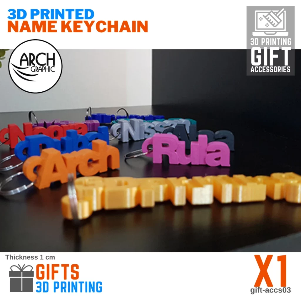Best Price 3D Printed Name Keychain in UAE using Fast 3D Printing in UAE