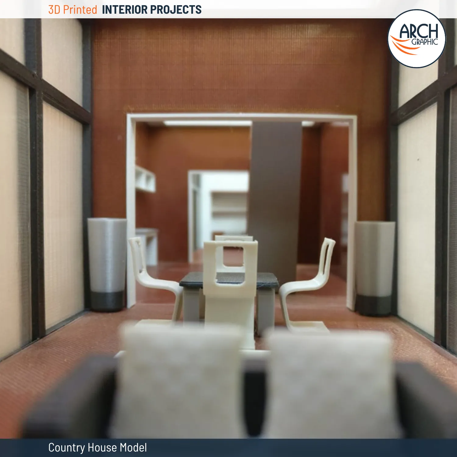 3d printed country house interior model